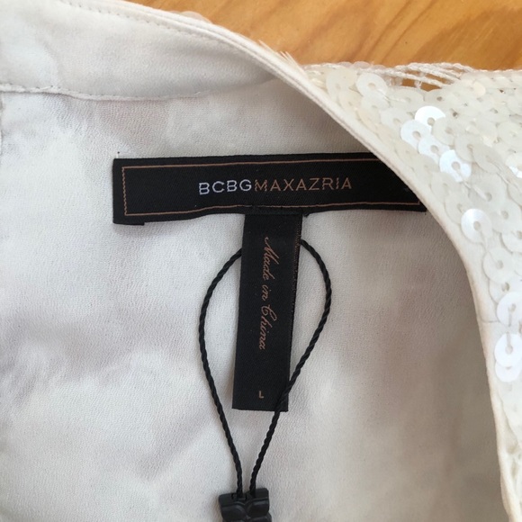 BCBG WHITE PARTY sequins lined dress 12